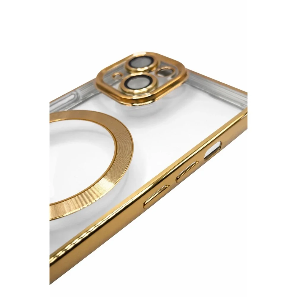 iPhone 15 Plus Clear Protective Case Gold Metallic Trim NEW‎